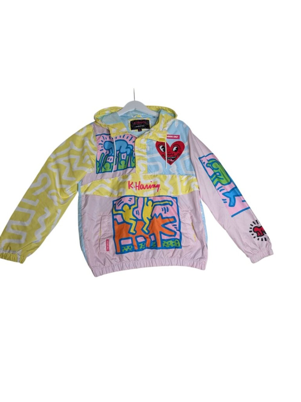 Members Only X Keith Haring Colorful Graffiti Zip Hooded Windbreaker Jacket Smal - Picture 16 of 16